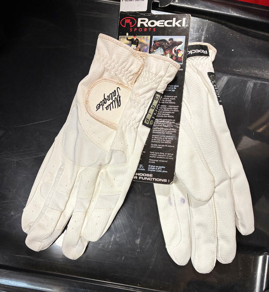 New men’s Roeckl Ulla Salzgeber white riding competition gloves size 10