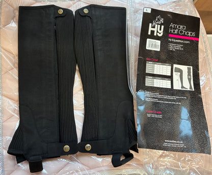 New! Hy Equestrian Amara Half Chap Adults - large - black