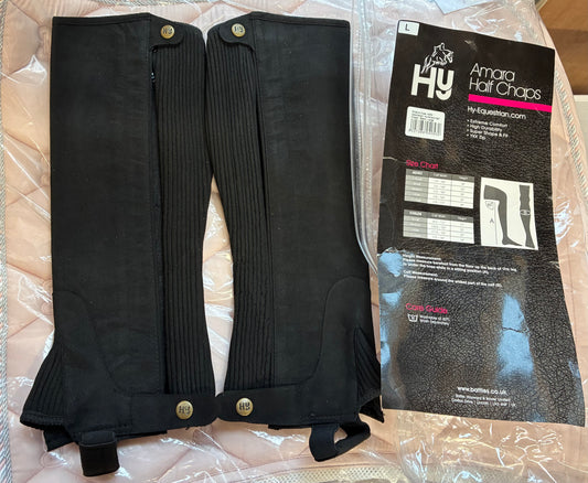 New! Hy Equestrian Amara Half Chap Adults - large - black