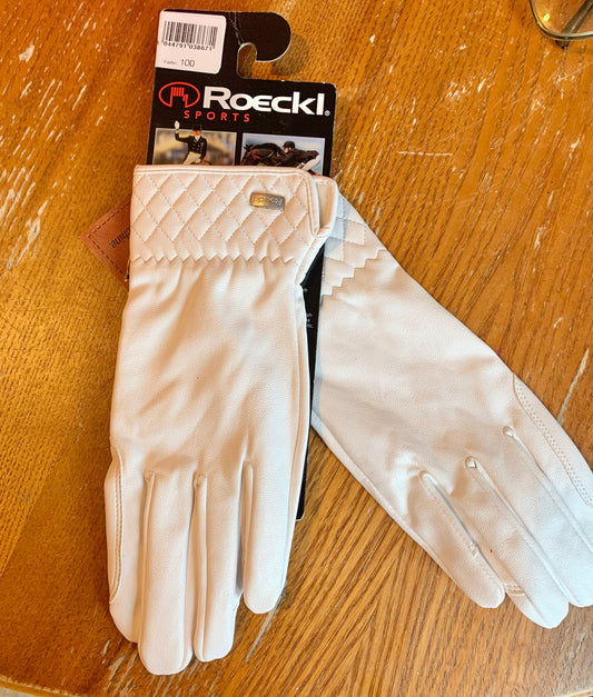 New Roeckl Roeck Grip Riding Gloves in white lightweight and flexible, perfect for competition or everyday riding size 6 ref2