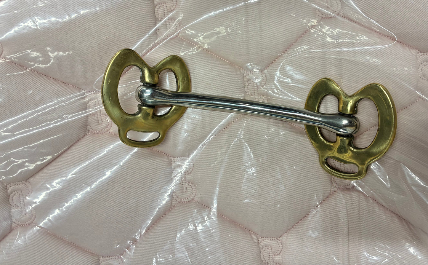STALLION IN-HAND BIT, DOUBLE  BRASS HORSESHOE 6”