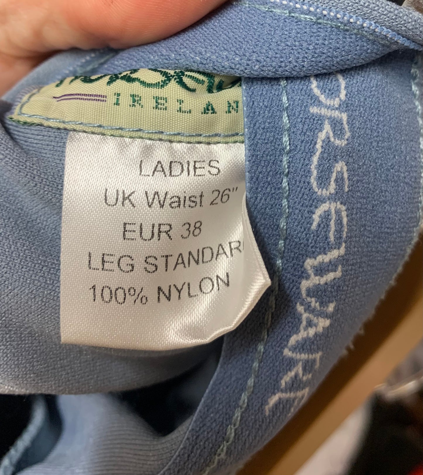 Ladies Horseware light blue soft stretchy jodhpurs 26” waist