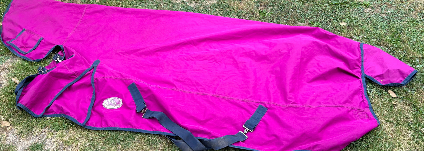 6’9” pink combo no fill light weight turnout rug washed & reproofed