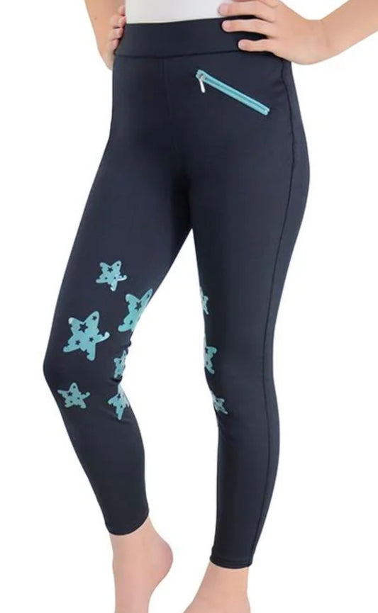 New with tag navy & teal Hy Equestrian Theodora Children's Riding Tights 9-10 years