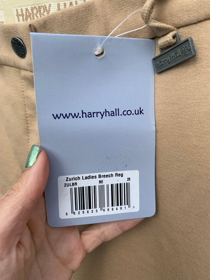 New harry hall Zurich full silicone seat breeches beige size 28