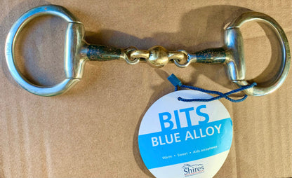 New 4.5” sweet iron flat eggbutt with lozenge blue alloy single joint eggbut snaffle