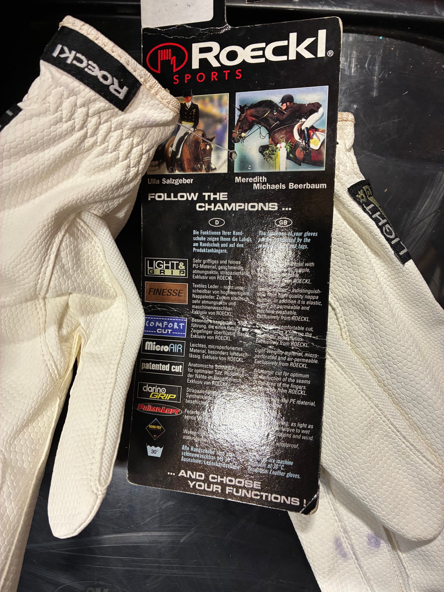 New men’s Roeckl Ulla Salzgeber white riding competition gloves size 10