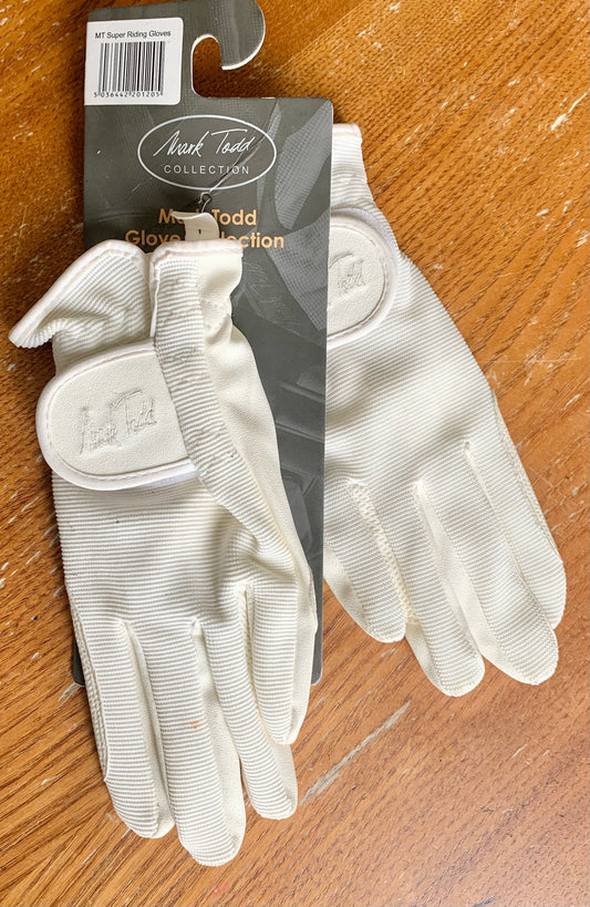 New Mark Todd white Super Children’s Riding Gloves size large (10-12 years)