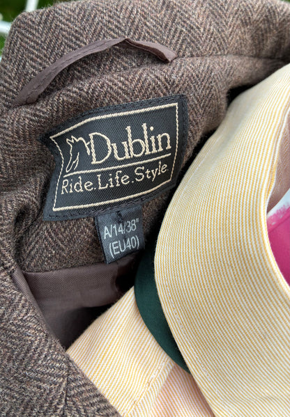 Ladies Dublin Brown houndstooth tweed hacking/show jacket size 14/38”