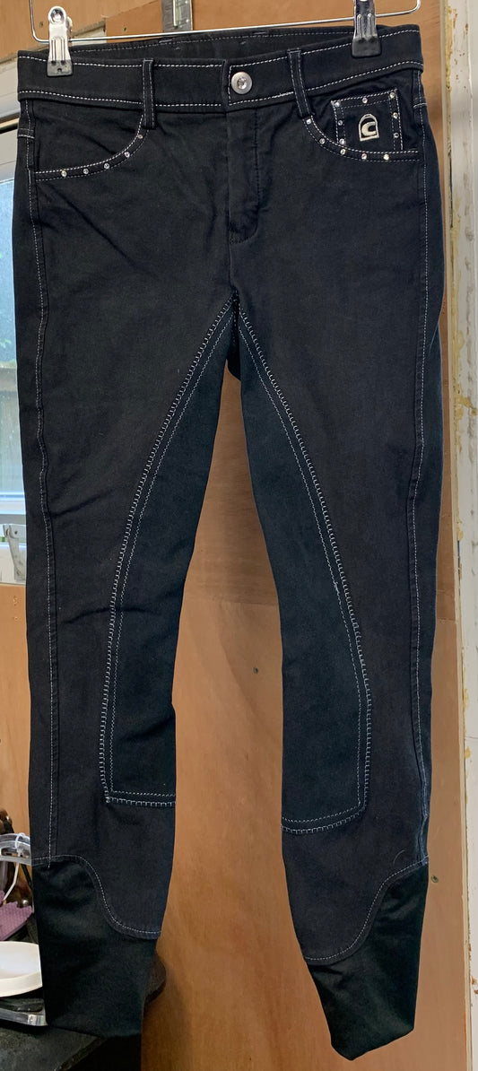 Quality Cavallo corvina style navy breeches with rhinestones & contrast stitching 26” waist 24” inside leg