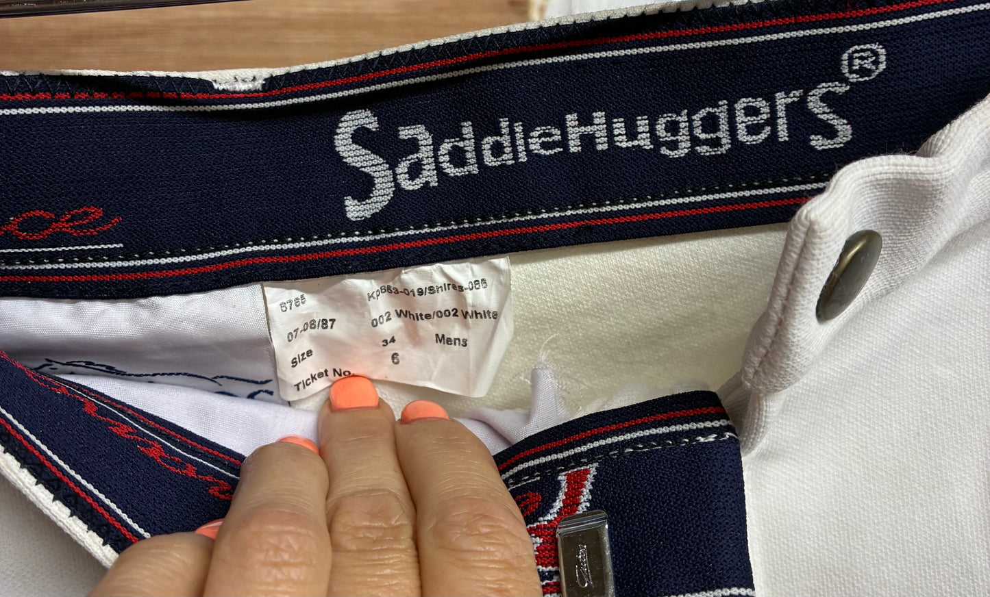New with tag Mens shires white saddle huggers breeches size 34