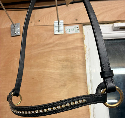 New Black leather in-hand show halter - size Arab