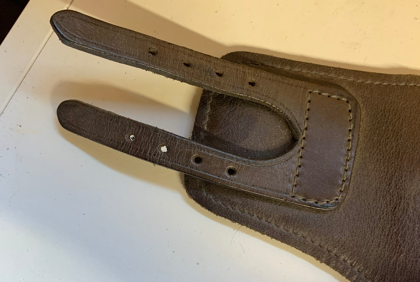 Cob size Sabre English leather fetlock boots with Solid Brass Buckles in havana brown