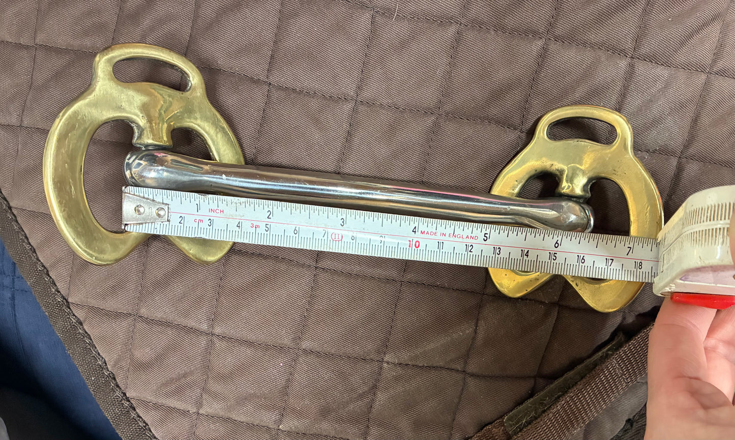 STALLION IN-HAND BIT, DOUBLE  BRASS HORSESHOE 6”