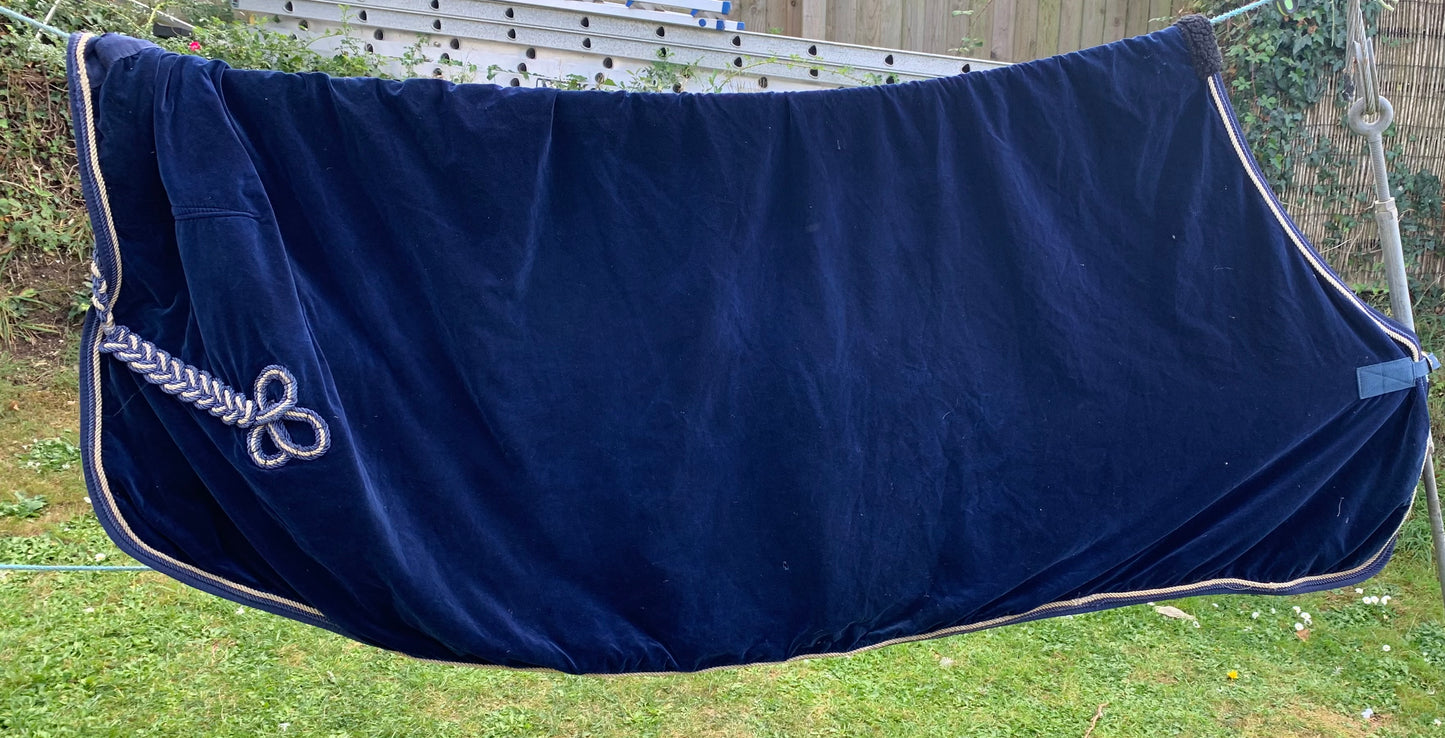 Navy & gold John Whitaker heavy velvet lined show rug 7’0”
