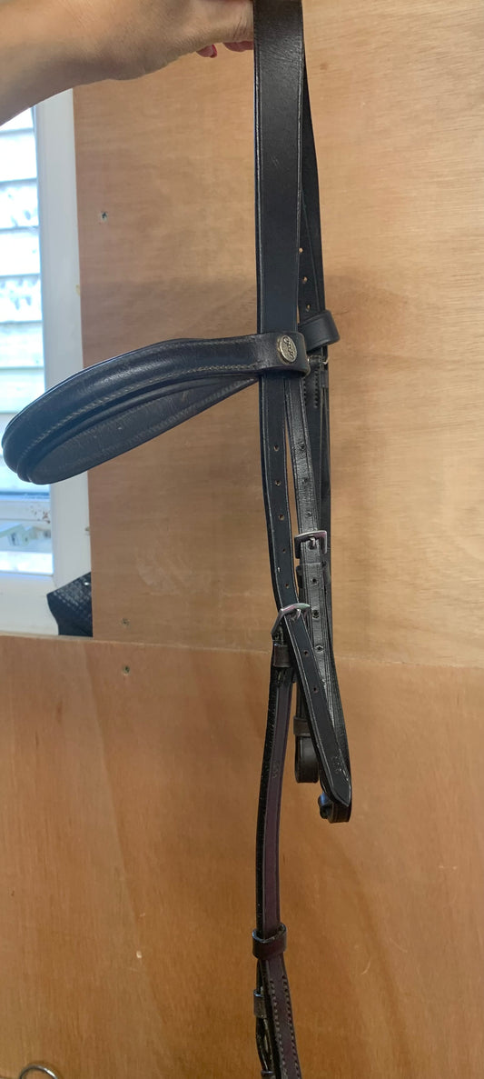 GFS Dark brown cob size leather bridle bridle no noseband