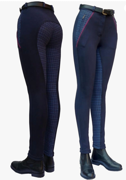 New with tag Navy Gallop Oxford Check Jodhpurs size 36