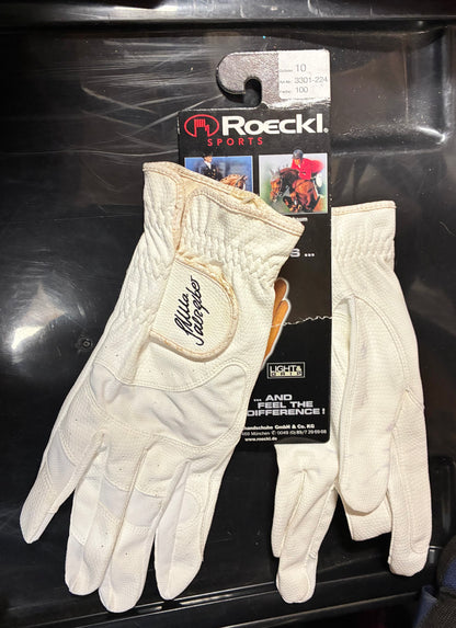 New men’s Roeckl Ulla Salzgeber white riding competition gloves size 10
