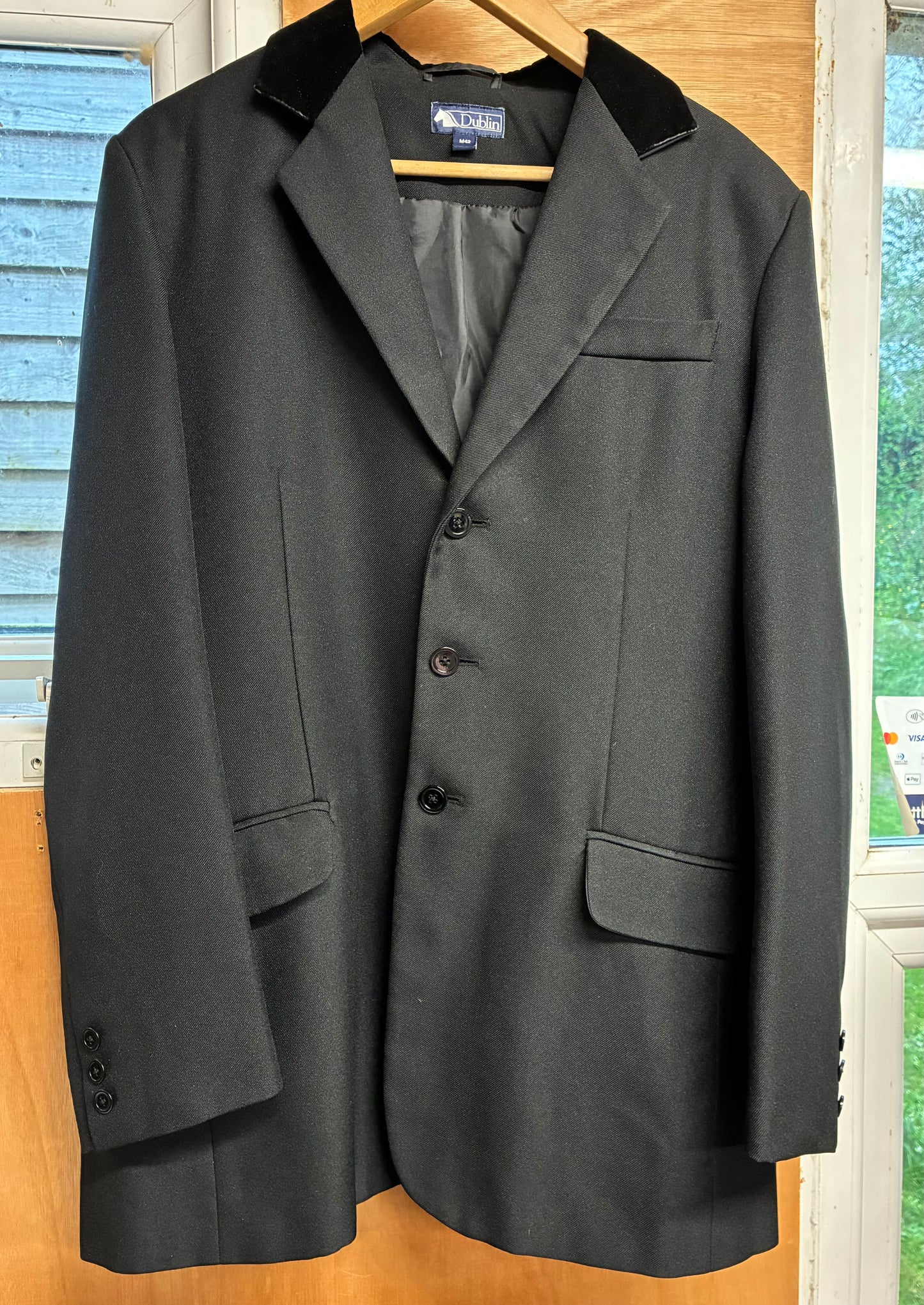 Mens Dublin black show competition jacket with black velvet collar