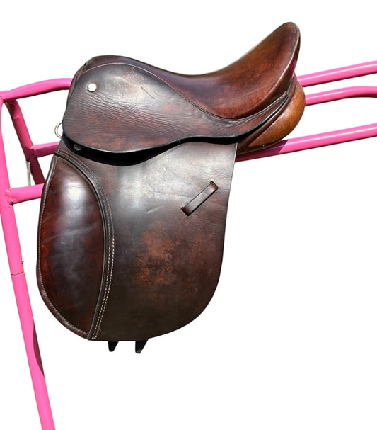 12” tiny tots brown English leather Childs 1st saddle by sovereign Coleman Croft saddlery