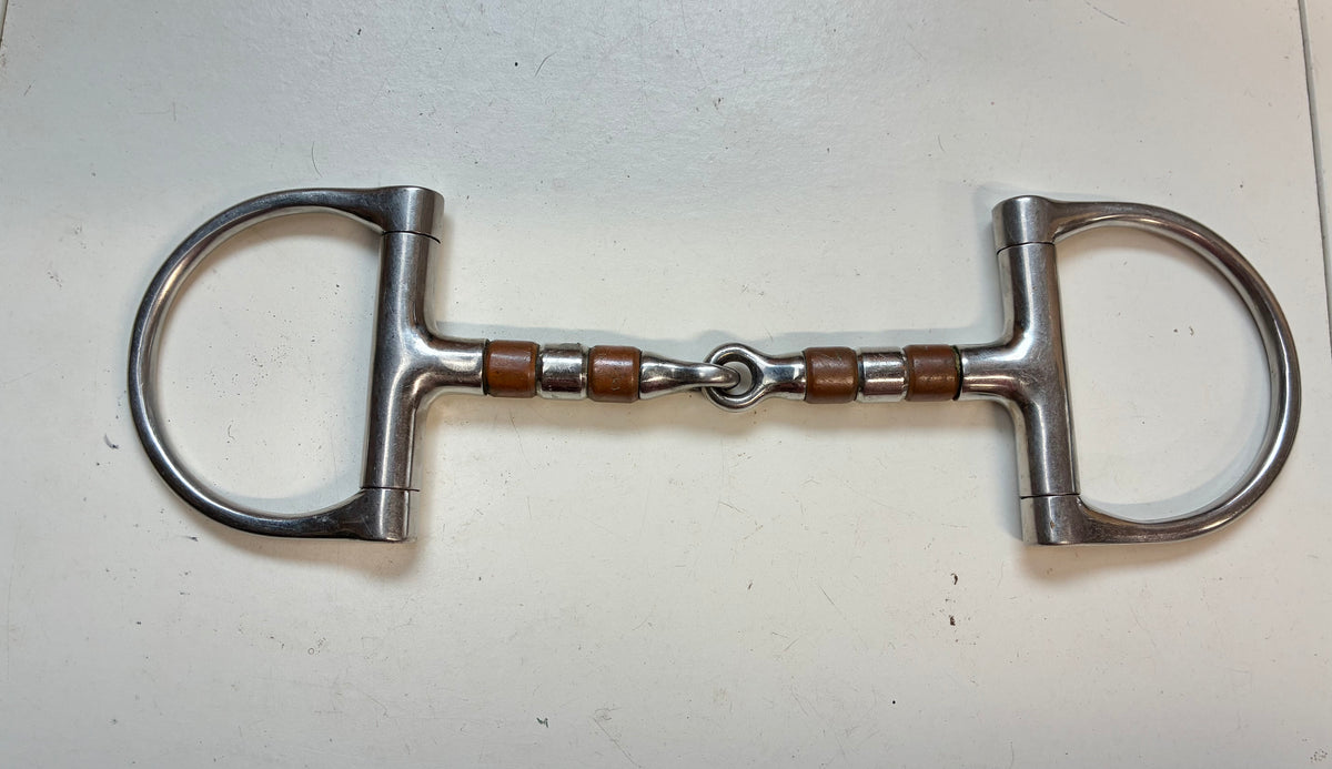 5” jointed D ring snaffle with copper rollers