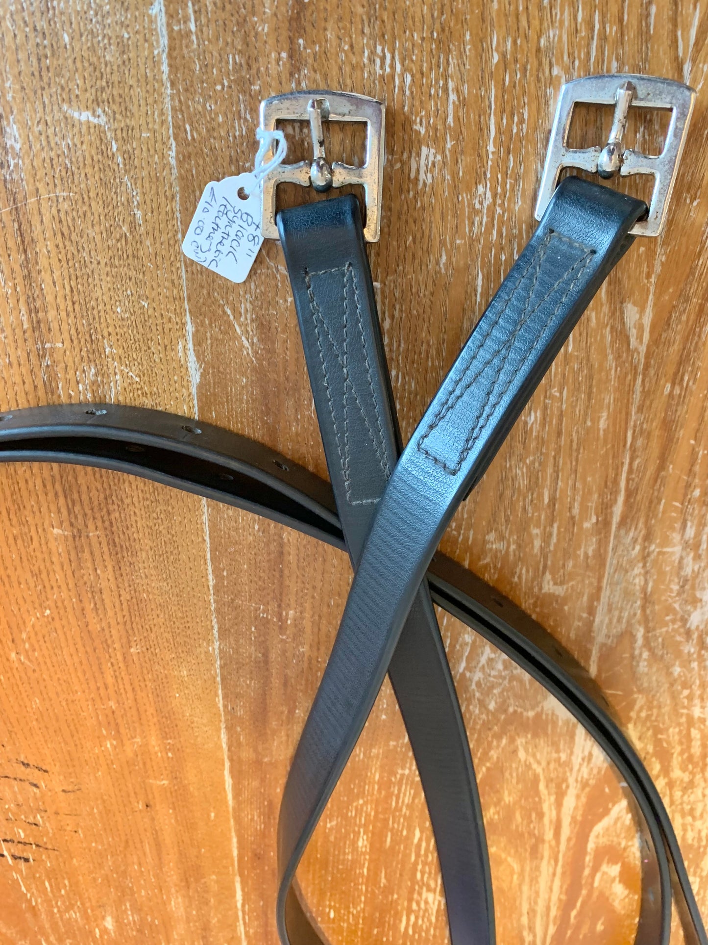 48” black synthetic stirrup leathers