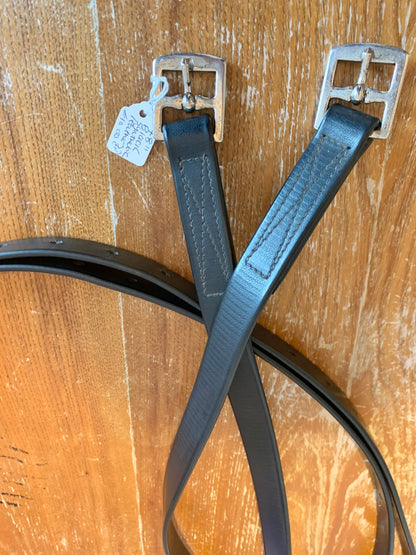 48” black synthetic stirrup leathers