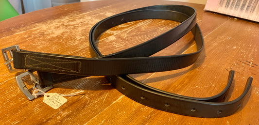 48” black synthetic stirrup leathers