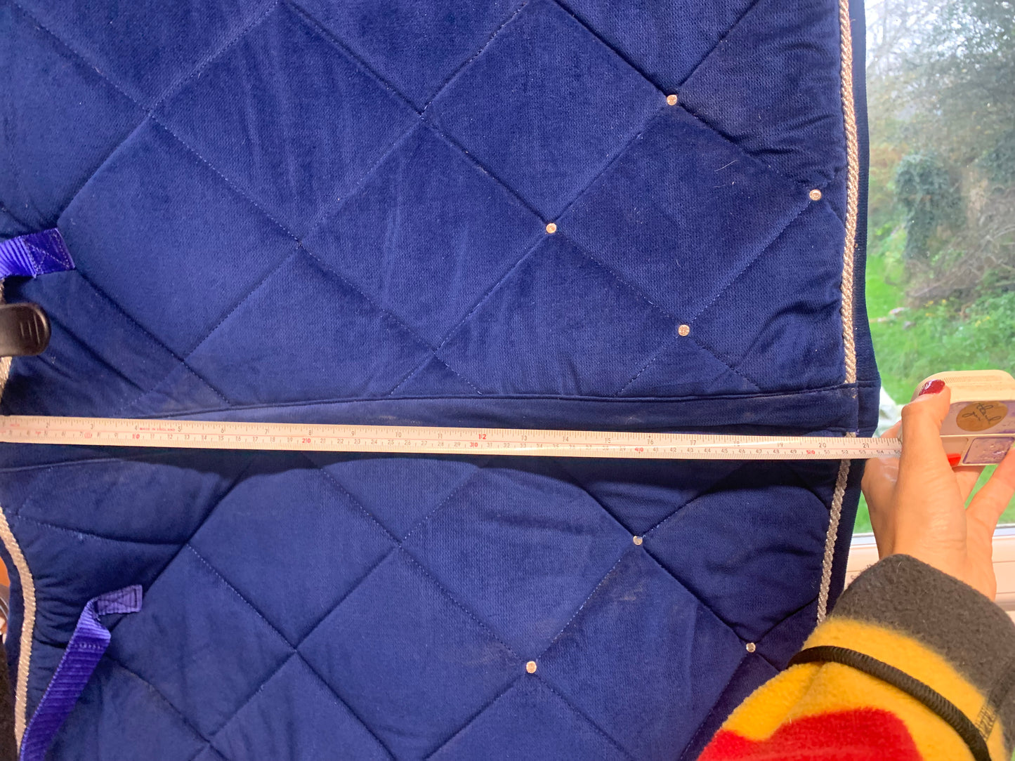 Royal blue velour Whitaker saddle pad cob/full (21” in length)