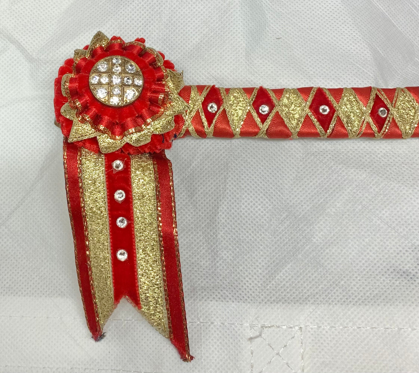 Beautiful Red/gold/diamante Show browband