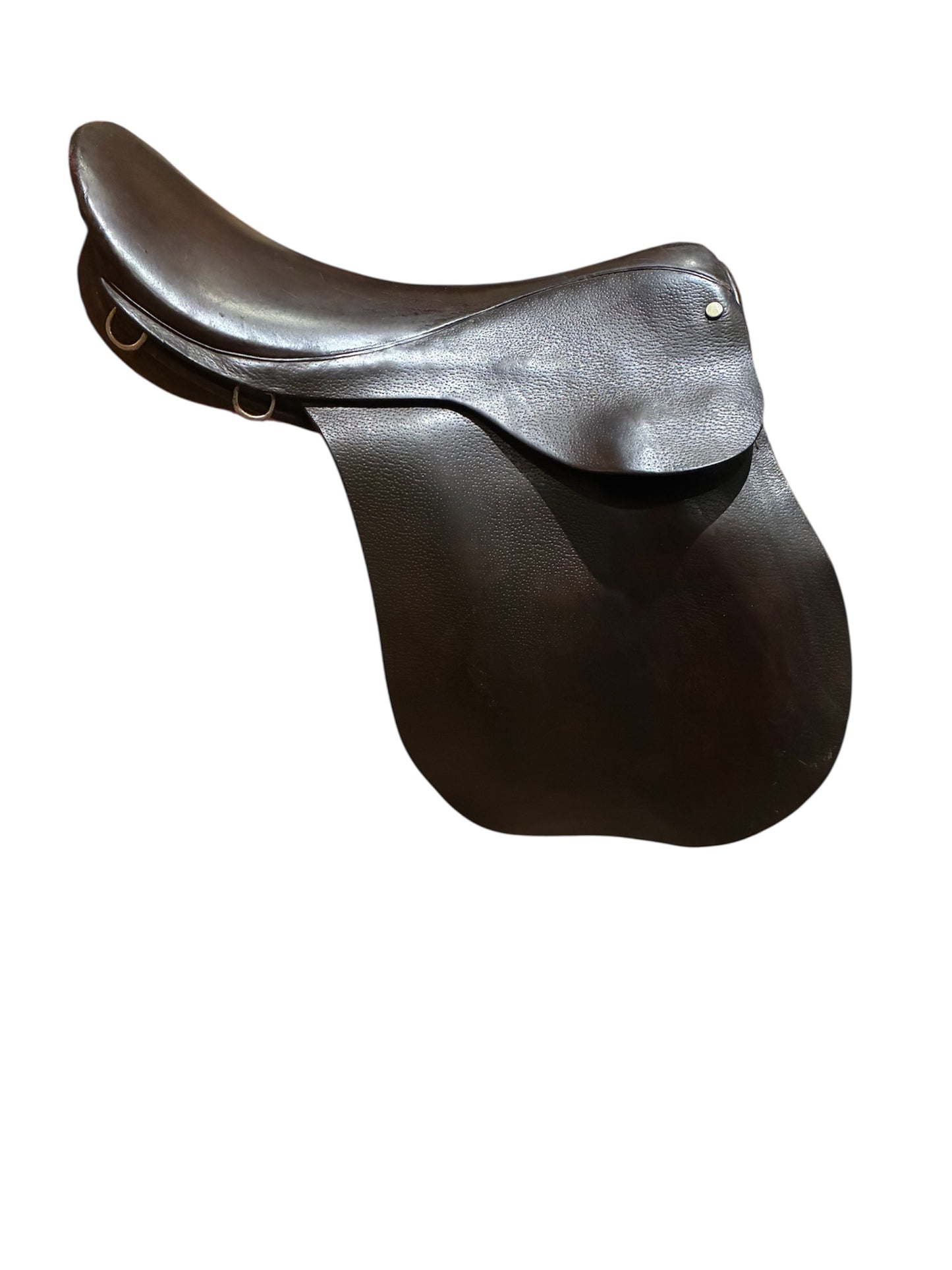 16.5 leather Havana brown hoop saddle 9.5” from d ring to d ring (wide/ex wide)