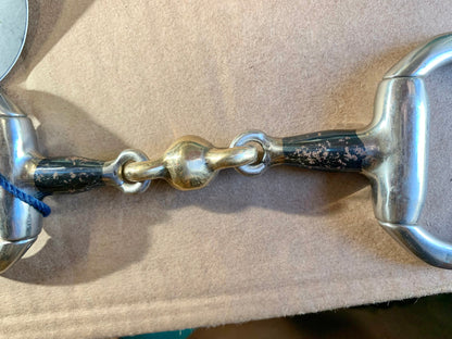 New 4.5” sweet iron flat eggbutt with lozenge blue alloy single joint eggbut snaffle