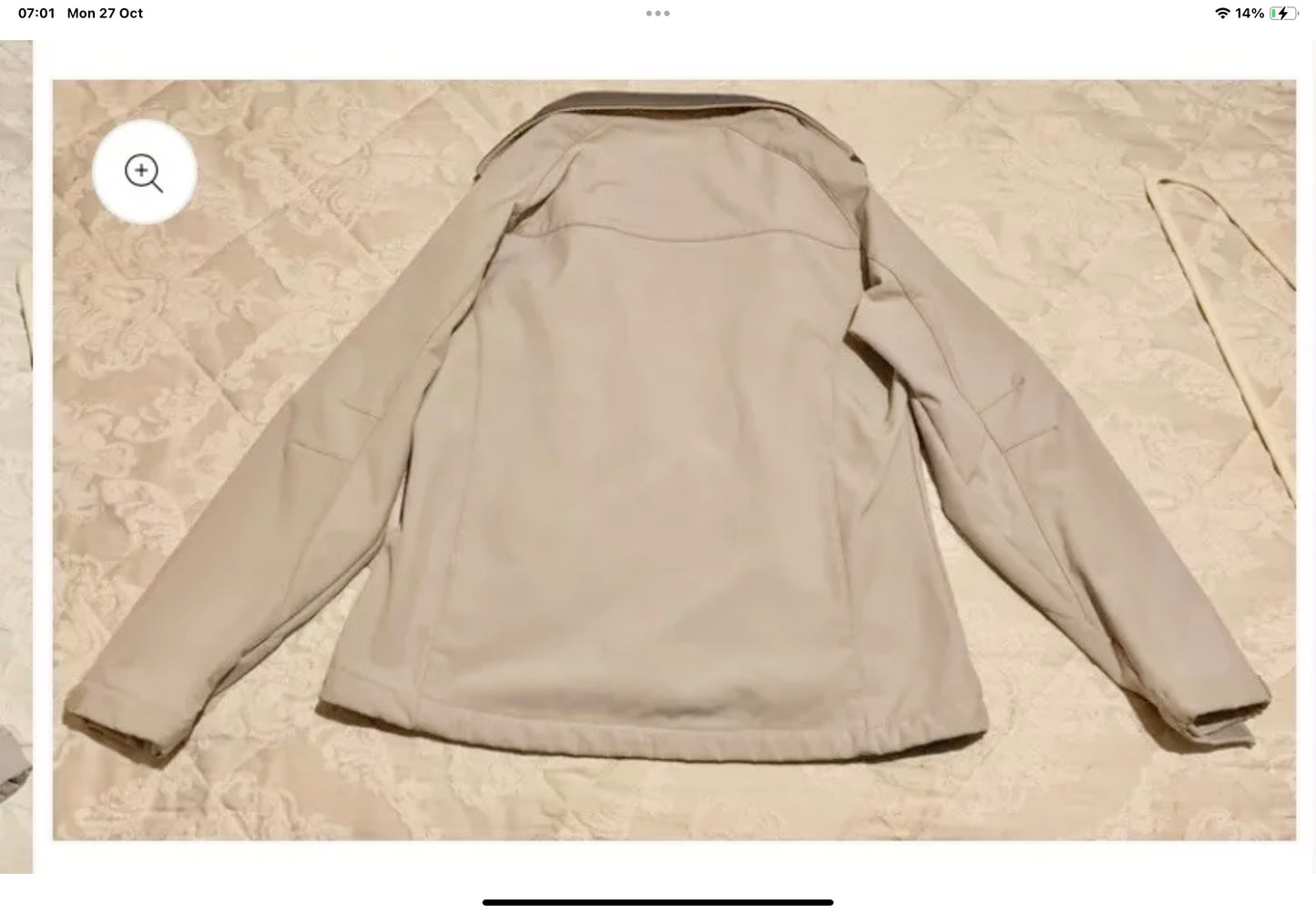 Taupe softshell fleece lined jacket size large