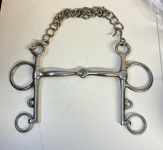 5.75” (5. 3/4”) jointed Pelham with curb chain