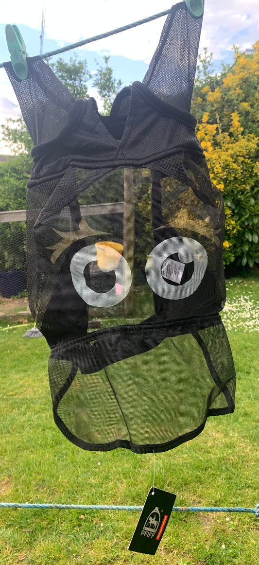 New with tag cartoon face fly mask black - pony size