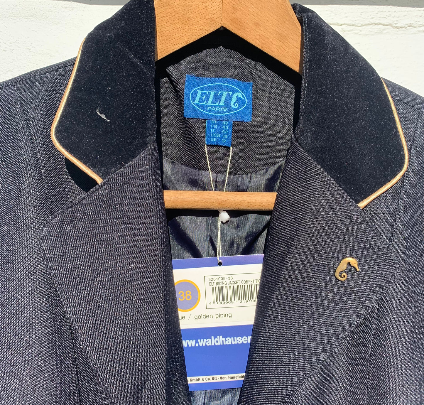 New with tag ELT navy competition jacket size 38