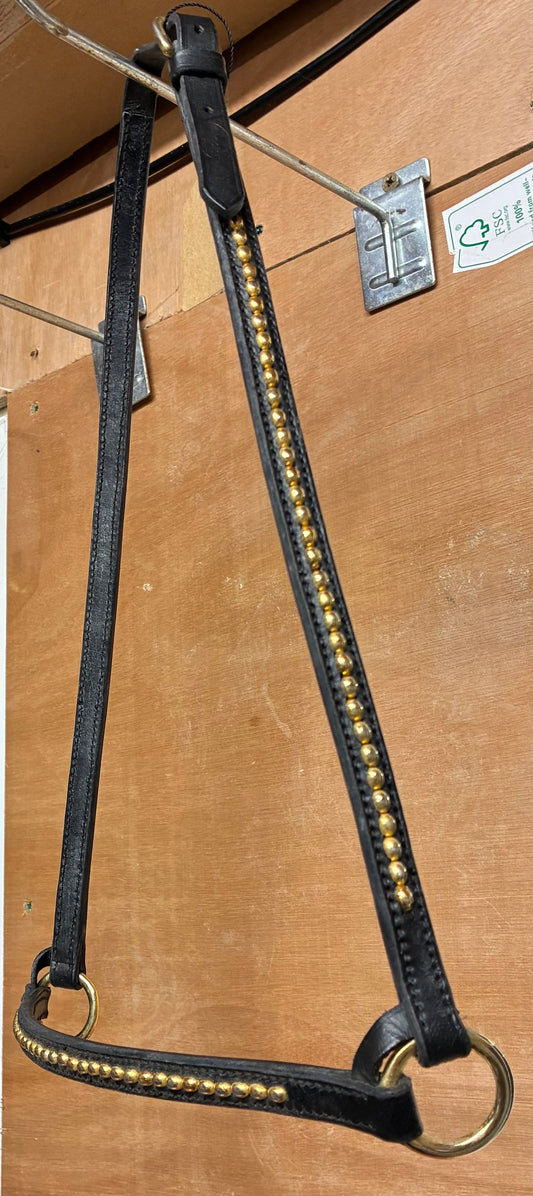 New Black leather brass detail in-hand show halter - size Arab