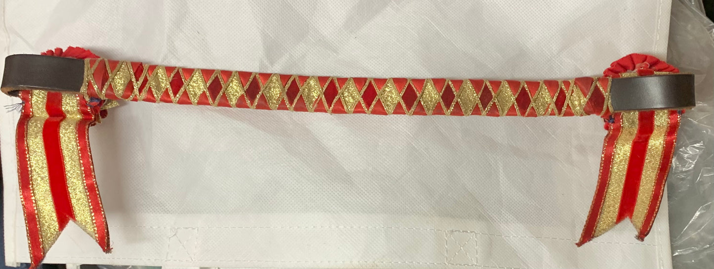 Beautiful Red/gold/diamante Show browband