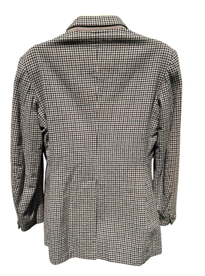 Pytchley houndstooth tri colour brown tweed show jacket with fox head buttons
Size 32”