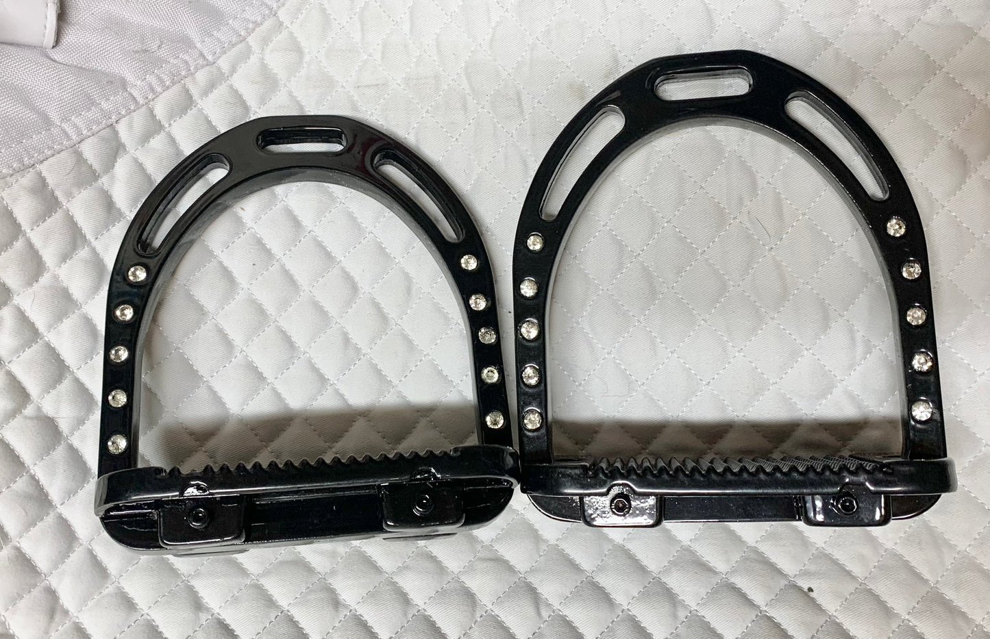 New! 4.5” black diamanté bling stirrup irons
