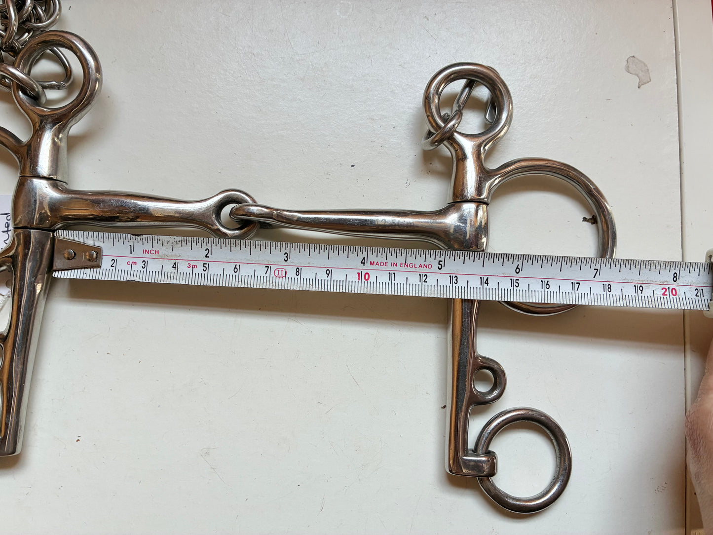 5” jointed Pelham bit complete with curb chain