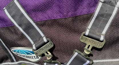 🐴 WeatherBeeta ComFiTec Plus Dynamic Combo Neck Heavy Turnout Rug – 3’0” 💜 Purple/Black