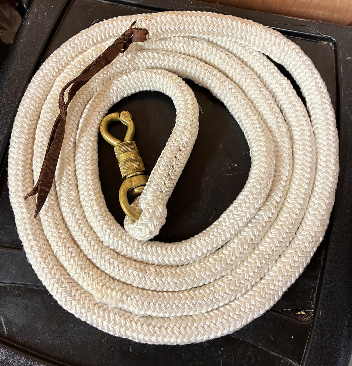 10ft natural horsemanship training lead rope brass swivel snap clip  that attaches to the halter
