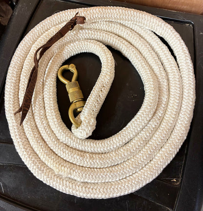 10ft natural horsemanship training lead rope brass swivel snap clip  that attaches to the halter