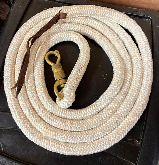10ft natural horsemanship training lead rope brass swivel snap clip  that attaches to the halter