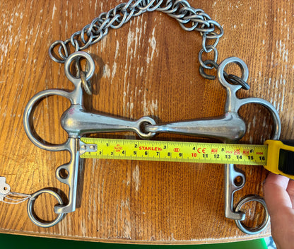 5” jointed Pelham bit complete with curb chain - good condition