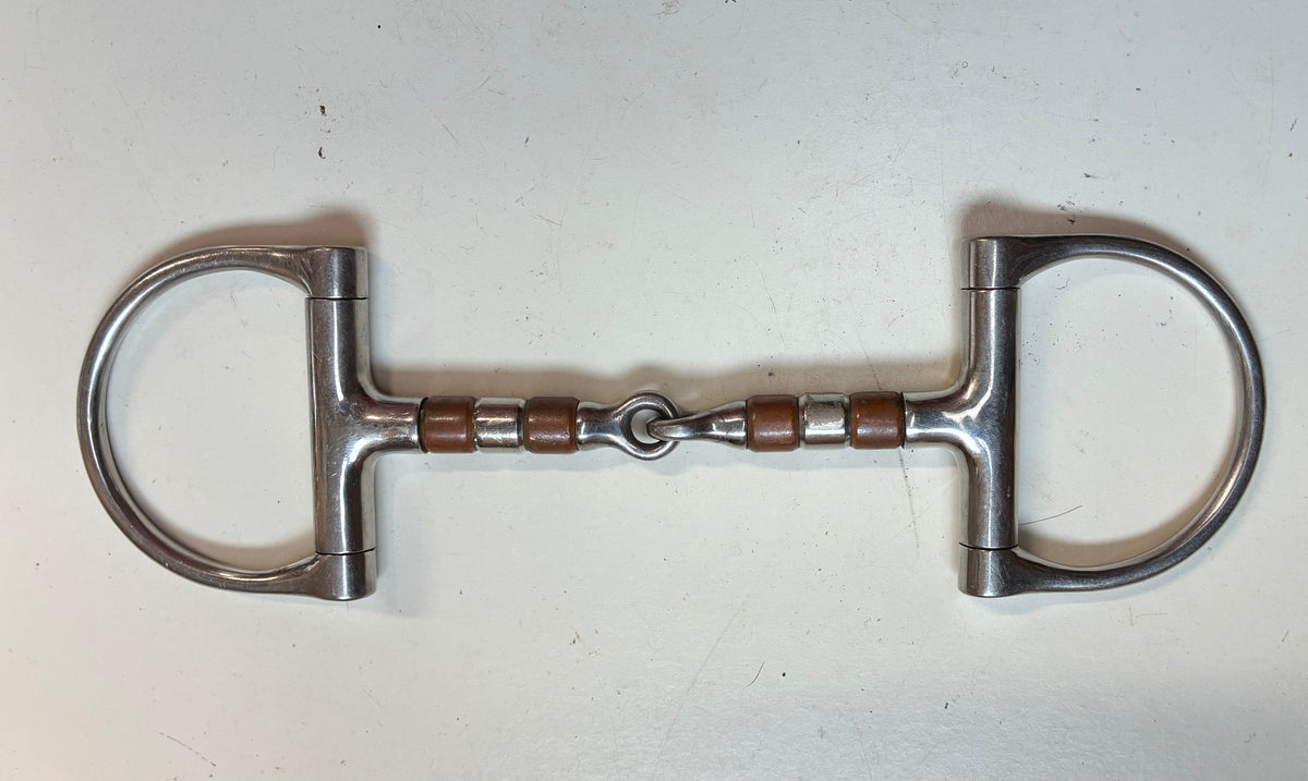 5” jointed D ring snaffle with copper rollers