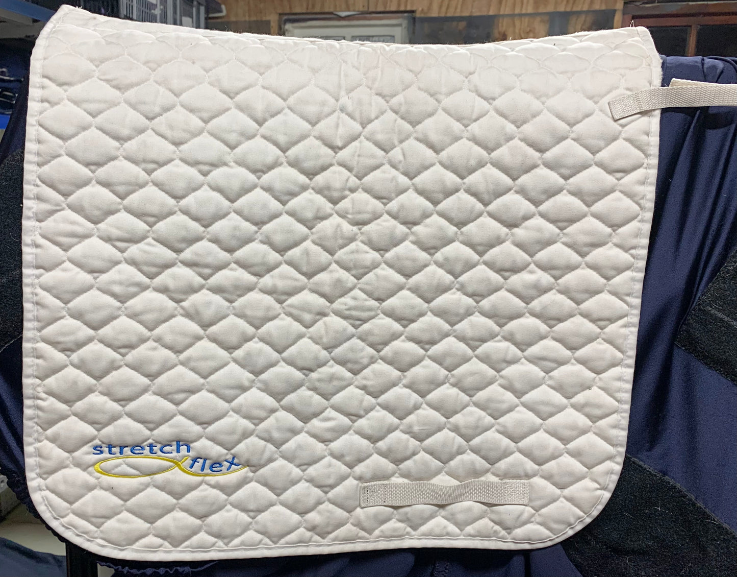 White stretch flex dressage saddle pad size full