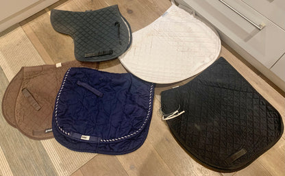 Cob size saddle pad bundle navy white brown dressage ref2