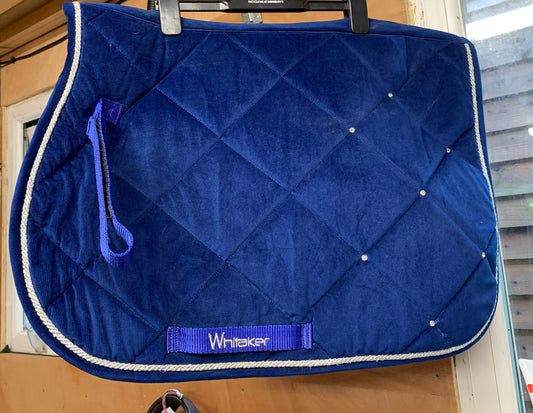 Royal blue velour Whitaker saddle pad cob/full (21” in length)